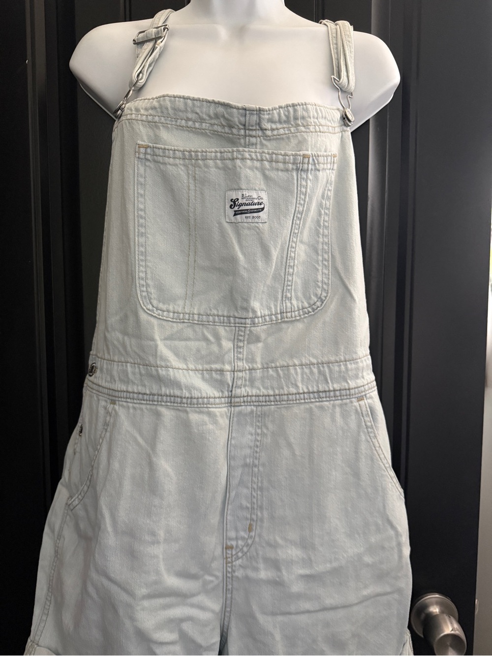 Levi’s Premium Denim Romper Short Overalls Heritage Shortalls Relaxed Fit XLarge - Picture 2 of 10